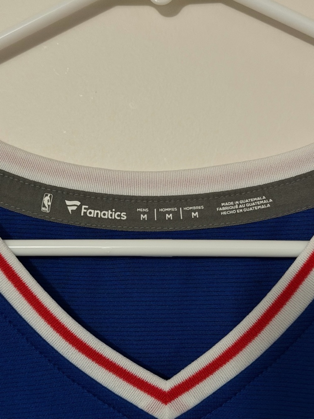 Fanatics Blue Basketball Jersey with White and Red Trim - Picture 3 of 3